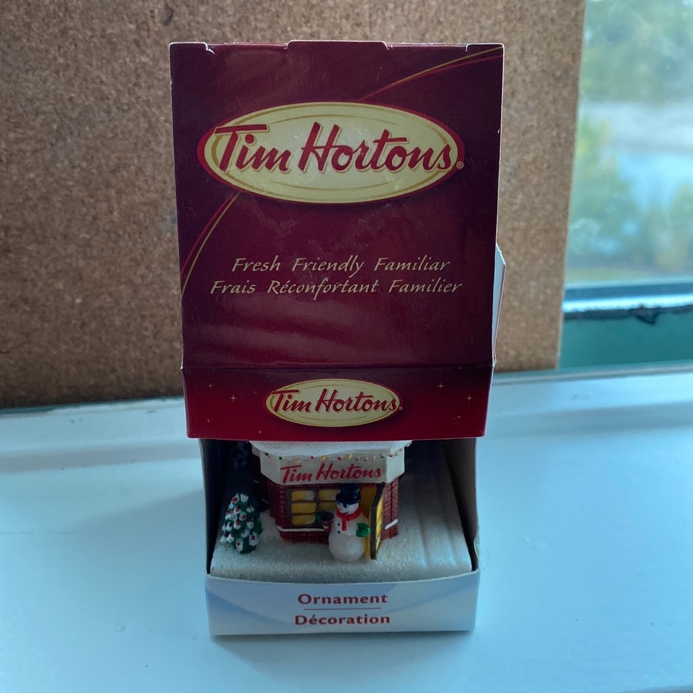 Tim Hortons Cofee House Christmas Ornament Snowman with Red Cord